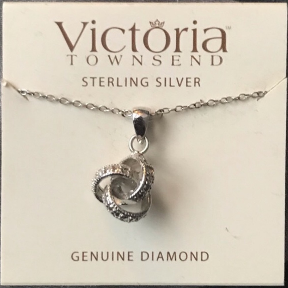 NWT “Silver Love Knot with Diamonds” Necklace